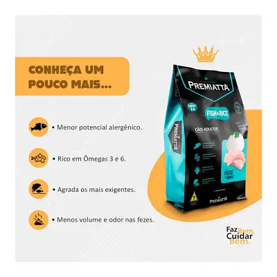 Ração Premiatta Cães Fish.Rice Mini Bits 3kg