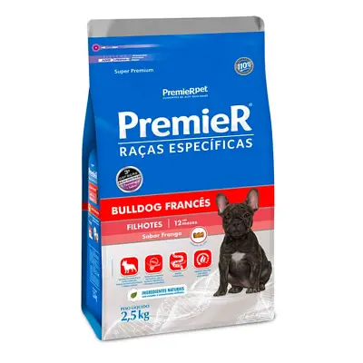 Ração Premier Raças Específicas Bulldog Francês Cães Filhotes Frango 2,5kg