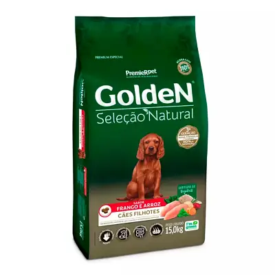 Ração Premier Golden Seleção Natural Cães Filhotes Frango e Arroz 15kg