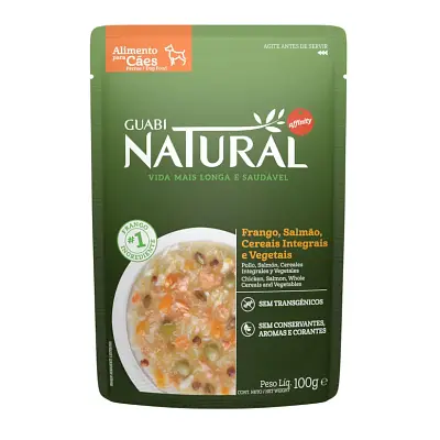 Ração Úmida Guabi Natural Sache Cães Adultos Salmão e Cereais 100gr
