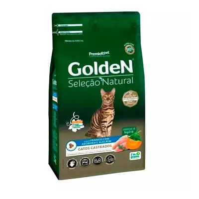 Ração Premier Golden Seleção Natural para Gatos Adultos Castrados Abóbora e Alecrim 1kg