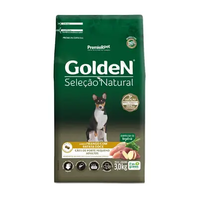 Ração Golden Seleção Natural Cães Adultos Mini Bits Batata Doce 3kg