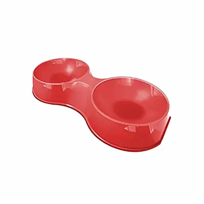 Comedouro Cães Furacão Pet Plastico Pop Duplo Vermelho 500ml