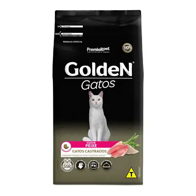 Ração Premier Golden para Gatos Adultos Castrados Peixe 3kg