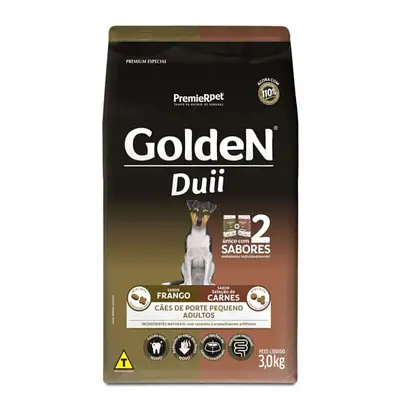 Ração Premier Golden Duii Cães Adultos de Porte Pequeno Frango e Seleção de Carnes 3kg