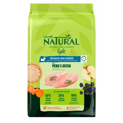 Ração Guabi Natural Cães Adultos Light Raças Mini e Pequenas Peru e Aveia 10,1kg