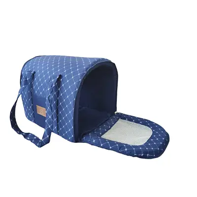 Bolsa Transporte Fechado Cães e Gatos Fabrica Pet Coroa Azul