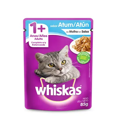 Ração Úmida Whiskas Gatos Adultos Atum Sachê 85g