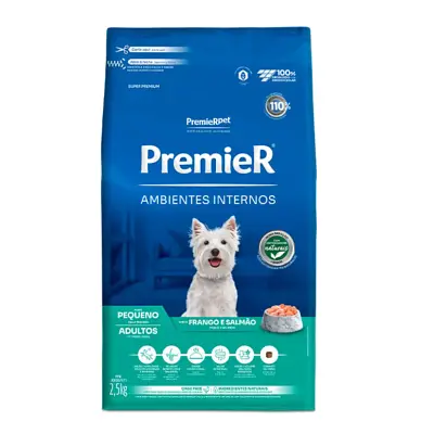 Ração Premier Ambientes Internos Cães Adultos Raças Pequenas Frango E Salmão 2,5Kg