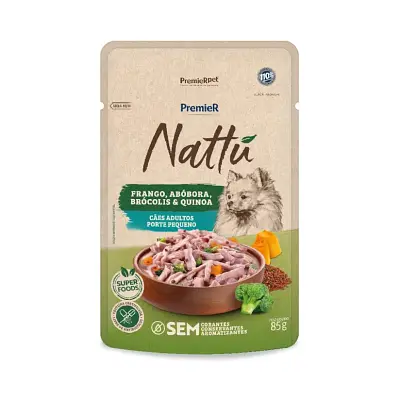 Ração Umida Cães Nattu Adultos Pequeno Porte Frango E Abobora 0,85g