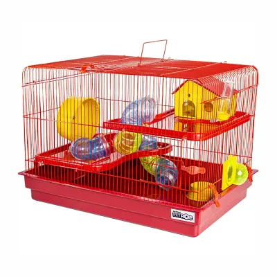 Gaiola para Hamster 2 Andares Big Space Vermelha Jel Plast