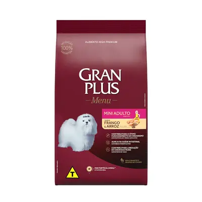 Ração Gran Plus Cães Menu Adultos Racas Mini Frango e Arroz 1kg