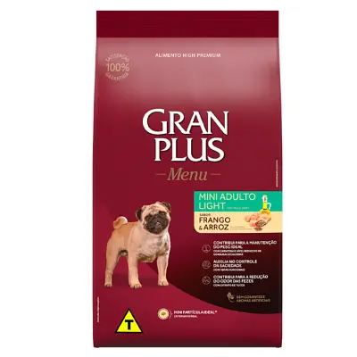 Ração Gran Plus Menu Light Cães Adultos Porte Mini Frango e Arroz 10,1kg