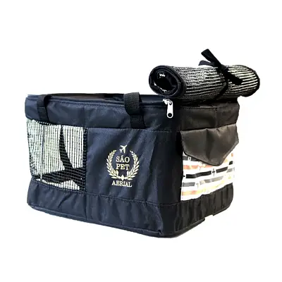 Bolsa Aerial Transporte Pet Preta São Pet 36x33x23cm