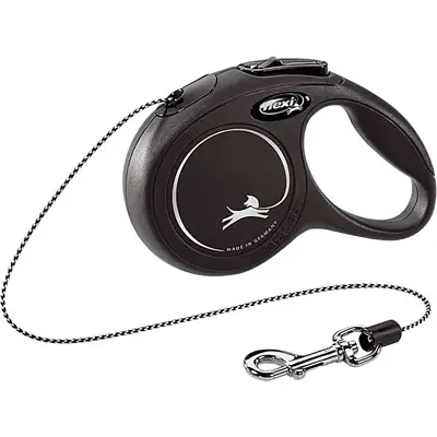 Guia Retrátil Flexi Cães New Classic Corda Preto PP