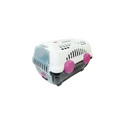 Caixa de Transporte Furacão Pet Luxo Branco Com Rosa N3