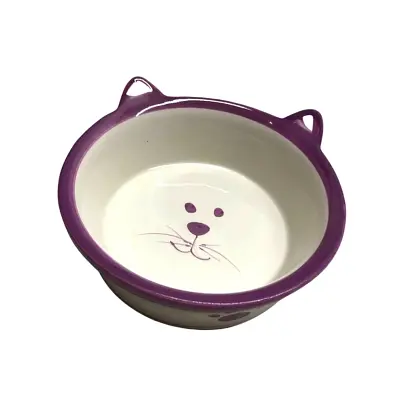 Comedouro Gatos The Pets Porcelana Carinha Gato Rosa 350ml