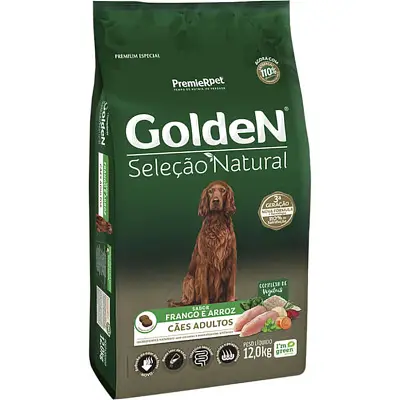 Ração Premier Golden Seleção Natural Cães Adultos Frango e Arroz 12kg