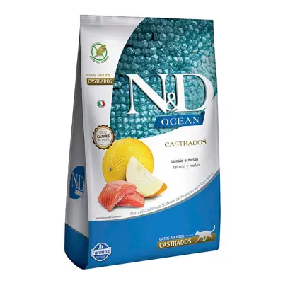 Ração N&D Ocean Gatos Adultos Castrados Salmão e Melão 400g