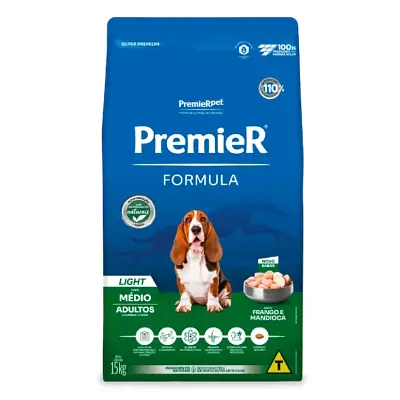 Ração Premier Fórmula Light Cães Adultos Raças Médias Frango 15Kg