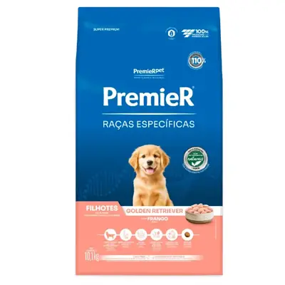 Ração Premier Raças Específicas Cães Golden Retriever Filhotes Frango 10,1kg