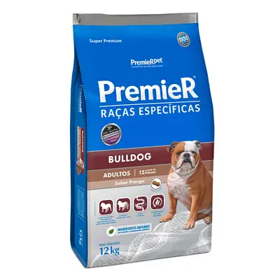 Ração Premier Raças Específicas Bulldog Cães Adultos Frango 12kg