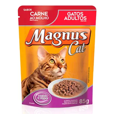 Ração Úmida Magnus Gatos Adultos Carne Sachê 85g