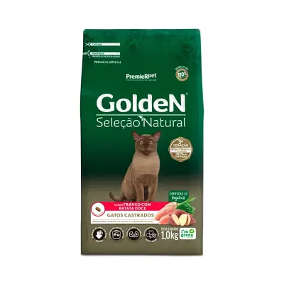 Ração Golden Seleção Natural Gatos Castrado AD. Batata Doce 1kg