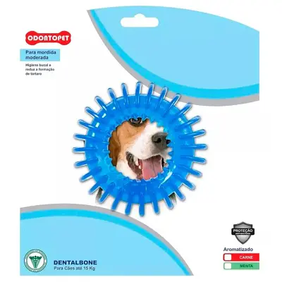 Brinquedo Mordedor Dental Argola Espacial Azul Cães Até 15kg Odontopet