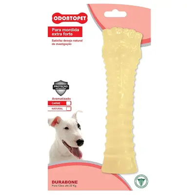 Brinquedo Mordedor Dura T.Bone Cães Até 22kg Odontopet Bege