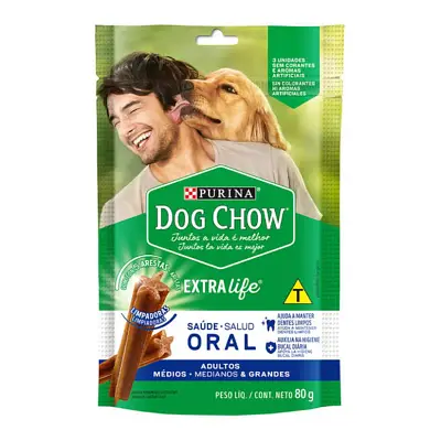 Petisco Nestle Purina Dog Chow Extra Life Saúde Oral Raças Médias e Grandes 80g
