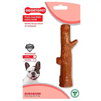 Brinquedo Mordedor Durabone Tronco Cães Até 15kg Sabor Carne Odontopet