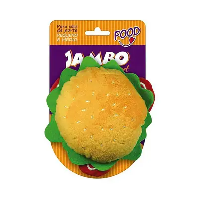 Brinquedo Cães Jambo Mordedor Pelúcia Food Hamburger