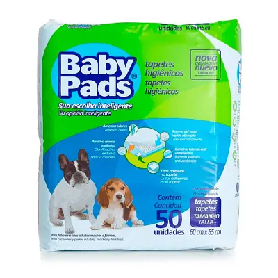 Tapete Higiênico Cães Baby Pads Com 50 Unidades