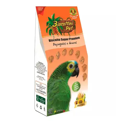 Biscoito Biscottini Pet Para Papagaios Aves Da Mata 80g