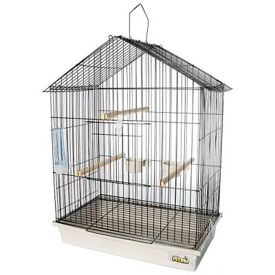Gaiola Para Calopsita Teto Aramado Jel Plast Black/Branco