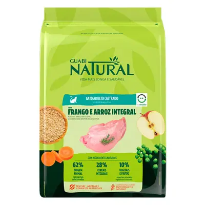 Ração Guabi Natural Gatos Castrados Frango e Arroz Integral 1,5kg