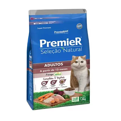 Ração Premier Seleção Natural Gatos Adultos Frango 1,5kg