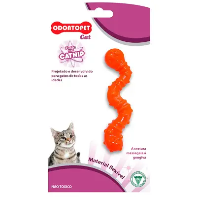 Brinquedo Gatos Minhoca Laranja Odontopet Cat