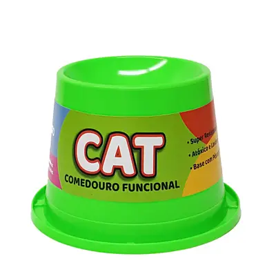 Comedouro Gatos Pet Toys Alto Antiformiga 250ml Verde Neon