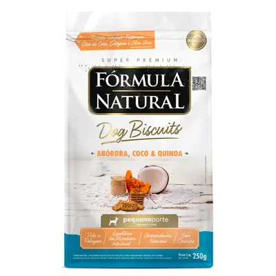 Biscoito Formula Natural Cães Adultos Raças Mini e Pequenas Abobora, Coco e Quinoa 250g