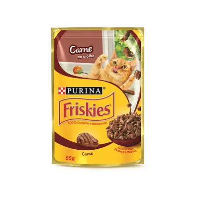 Ração Úmida Nestle Purina Gatos Friskies Carne ao Molho Sachê 85g