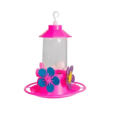 Bebedouro Beija-Flor Luxo Chapéu com Poleiro Jel Plast Rosa 250ml