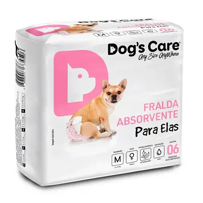 Fralda Higiênica M Para Fêmeas Dogs Care 6 Unidades