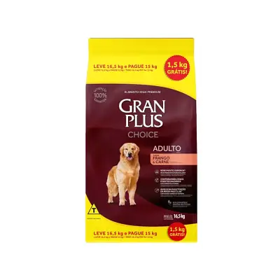 Ração Gran Plus Choice Cães Adultos Frango e Carne Bônus Bag 16,5kg