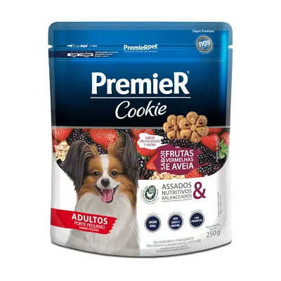 Biscoito Premier Cookie Cães Adultos Pequeno Porte Frutas Vermelhas e Aveia 250g