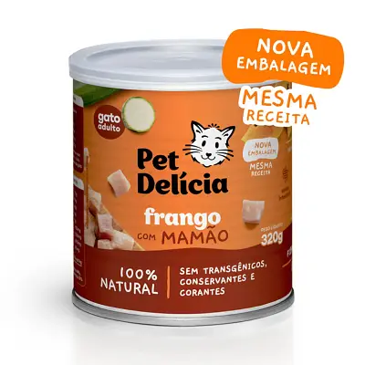 Ração Úmida Pet Delícia Gatos Frango com Mamão 320g