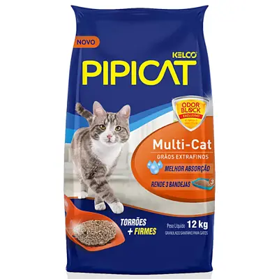 Areia Higiênica Pipicat Multi-Cat 12kg