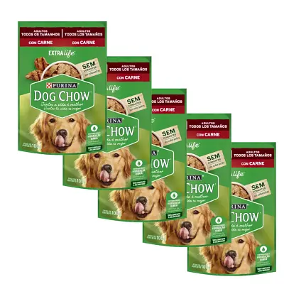 Ração Úmida Nestle Purina Dog Chow Adultos Carne Sachê 100g com 5 Unidades