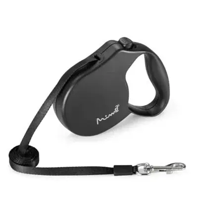 Guia Retrátil Cães Mimo Safe Walk Emborrachada Até 7kg Preta
